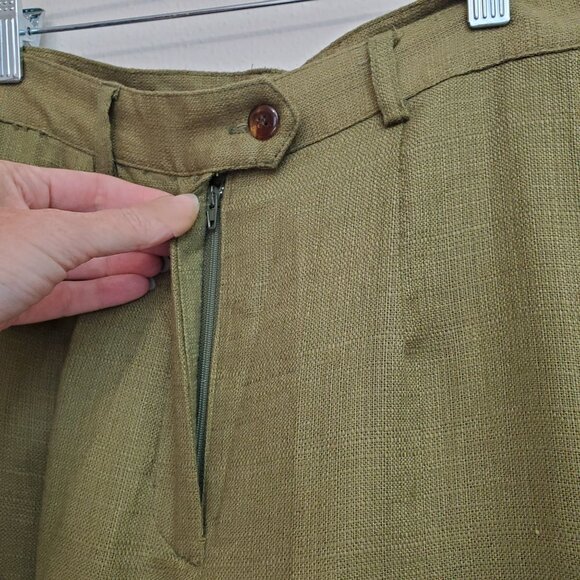 Vintage Halston olive green high waisted flax blend pants - Picture 5 of 11